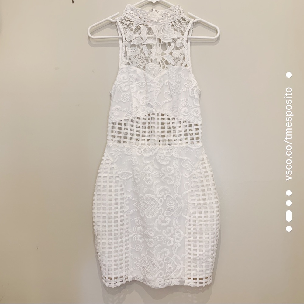 Tobi Amira MOCK Neck White Bodycon Dress